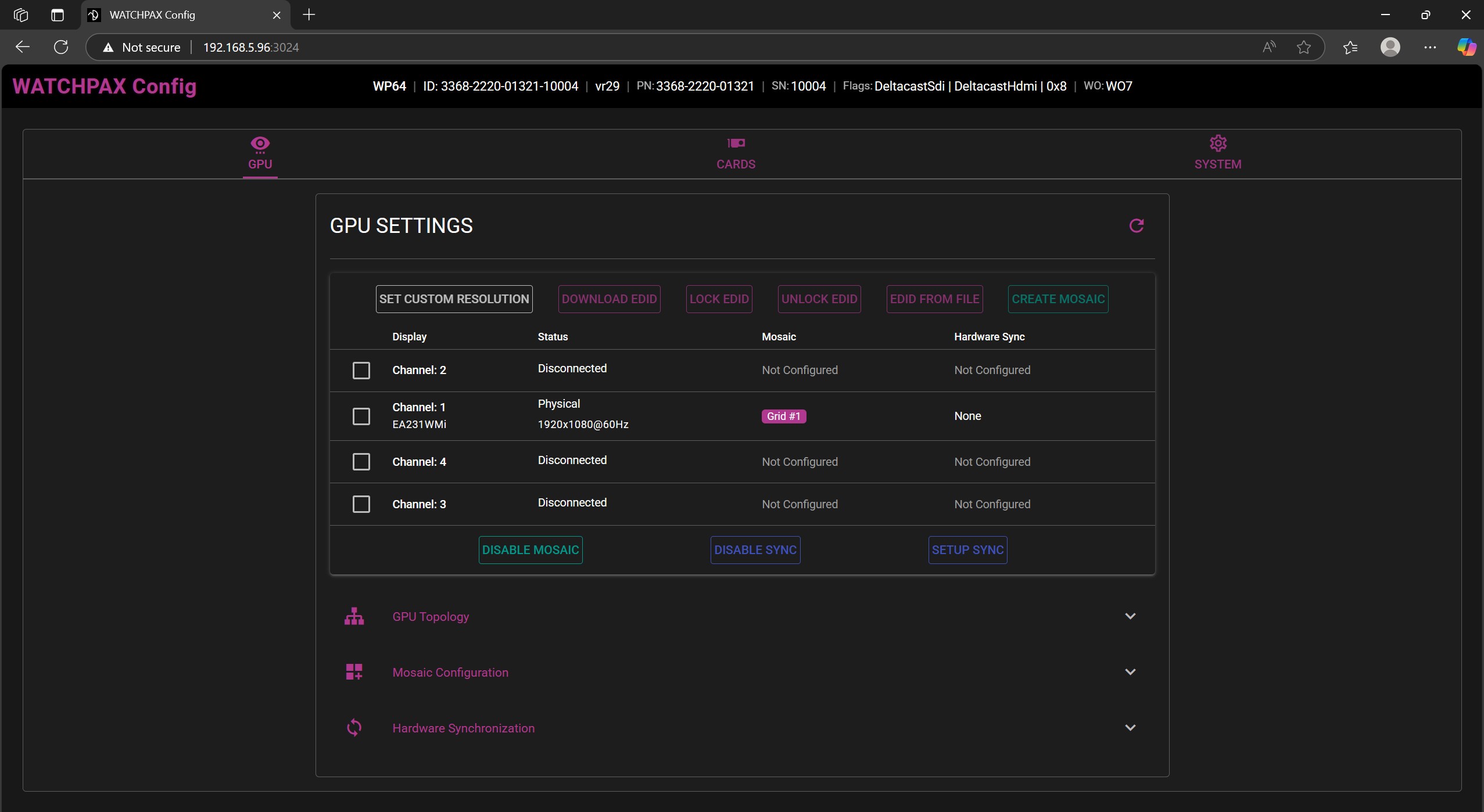 WATCHPAX Config Overview