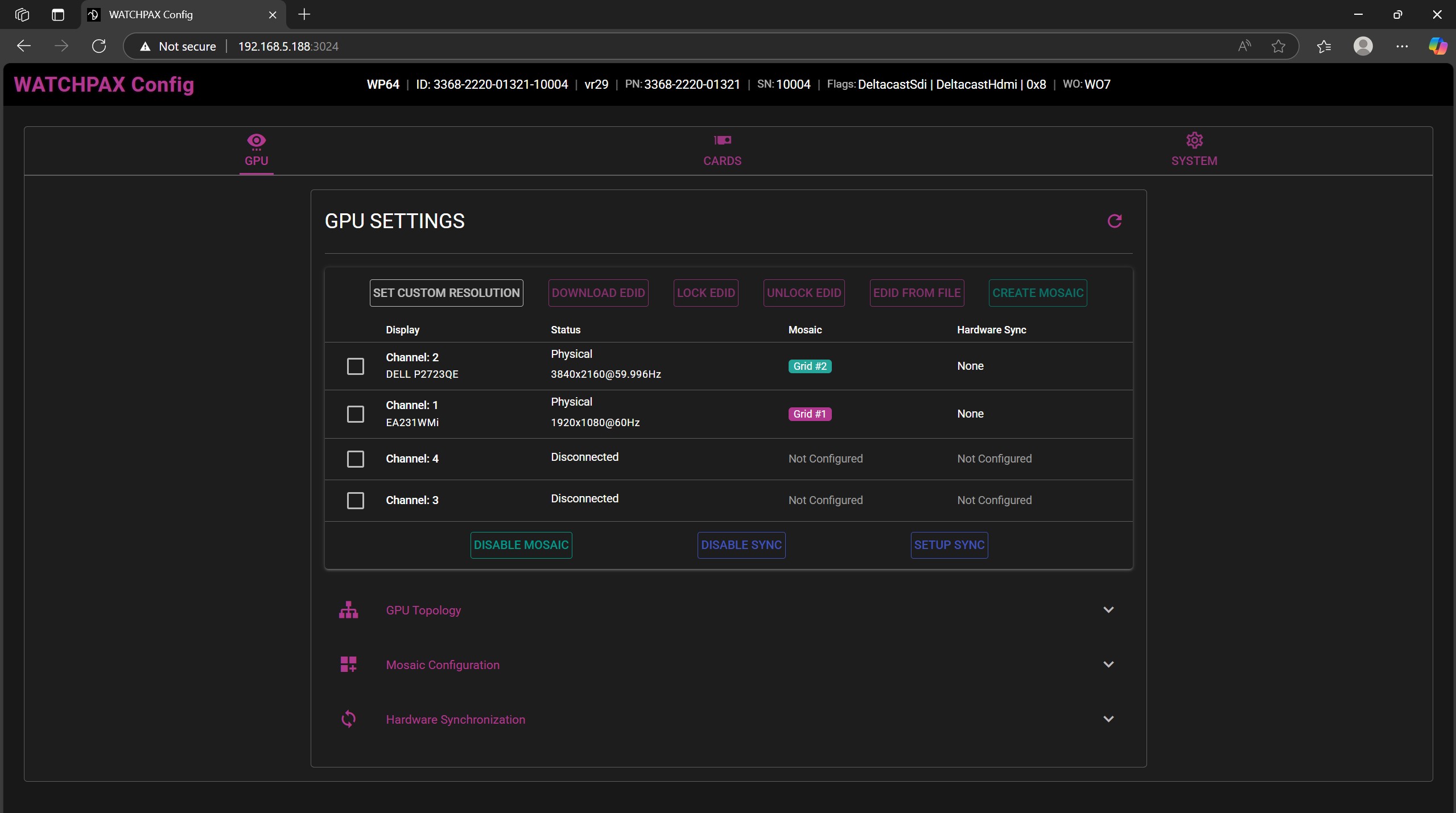 WATCHPAX Config - User Interface