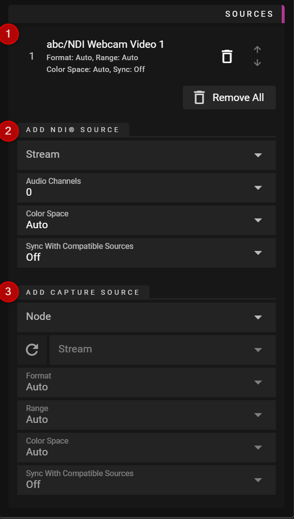 Sources Configuration Interface
