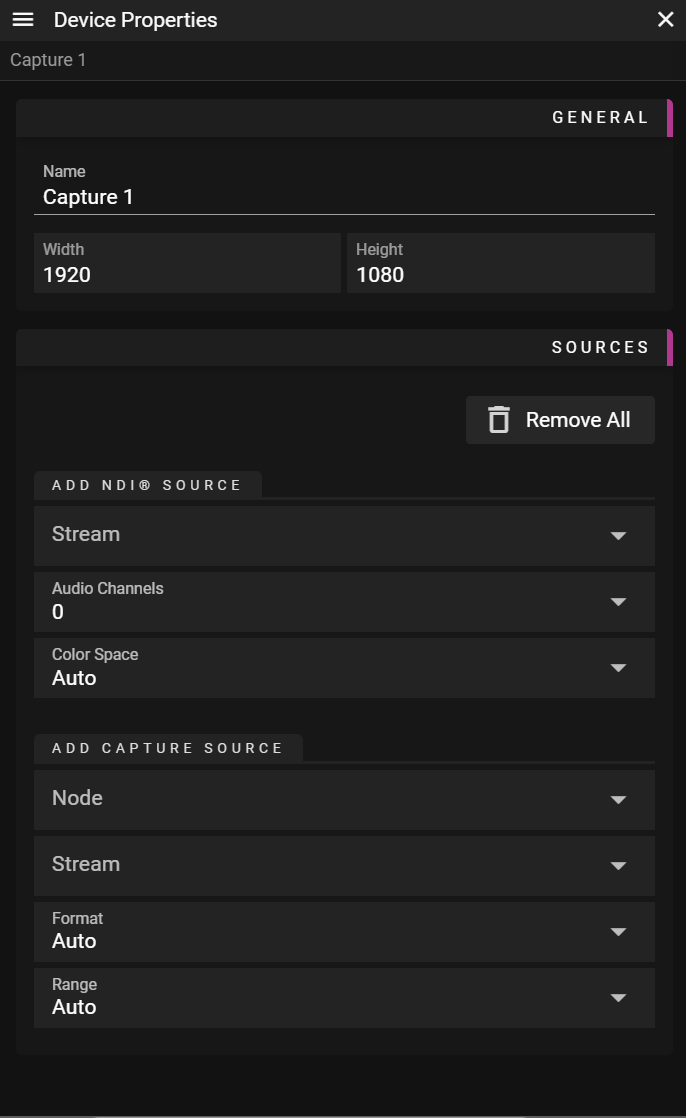 Sources Configuration Interface