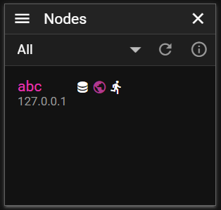 Node List panel showing connected devices