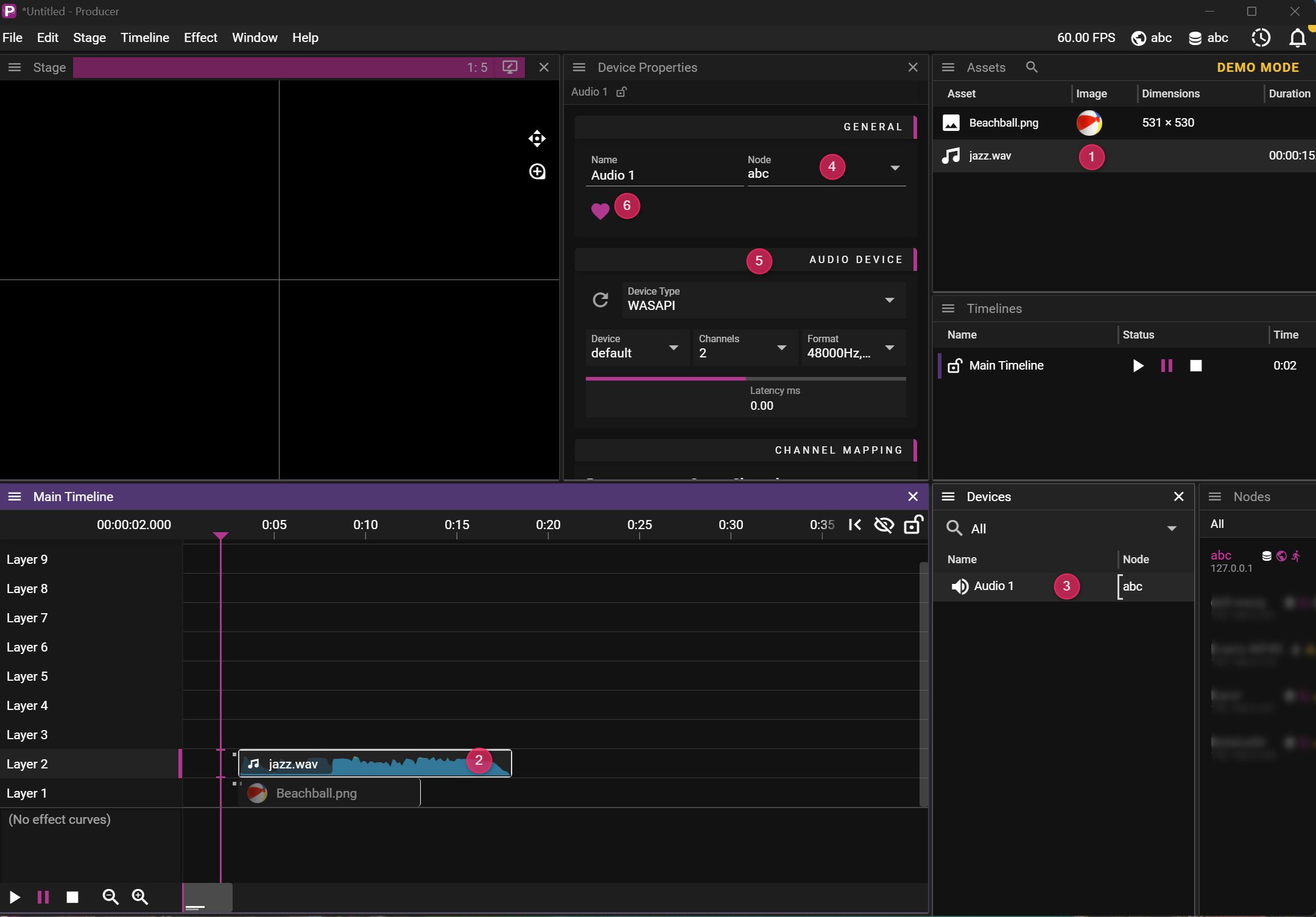 Audio setup interface