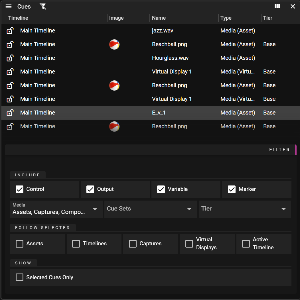 Cues Window Interface